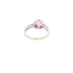 10K Cushion Pink Sapphire Diamond Statement Ring White Gold