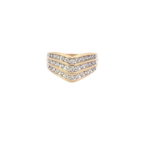 10K 0.50 Ctw Diamond Tiered Chevron Band Ring Yellow Gold