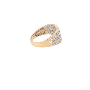 10K 0.50 Ctw Diamond Tiered Chevron Band Ring Yellow Gold