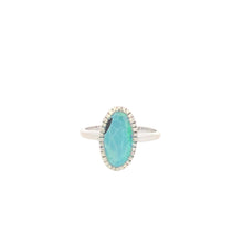 Load image into Gallery viewer, 14K Oval Black Opal Inlay Vintage Statement Ring White Gold
