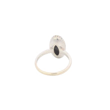 Load image into Gallery viewer, 14K Oval Black Opal Inlay Vintage Statement Ring White Gold