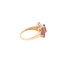 Load image into Gallery viewer, 14K Marquise Garnet Diamond Cluster Statement Ring Yellow Gold