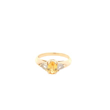Load image into Gallery viewer, 14K Oval Citrine Trillion CZ Accent Vintage Ring Yellow Gold