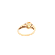 Load image into Gallery viewer, 14K Oval Citrine Trillion CZ Accent Vintage Ring Yellow Gold