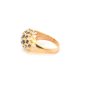 Sterling Silver Natural Sapphire Encrusted Domed Statement Ring
