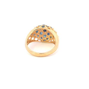 Sterling Silver Natural Sapphire Encrusted Domed Statement Ring