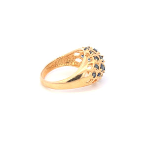Sterling Silver Natural Sapphire Encrusted Domed Statement Ring