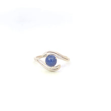 Load image into Gallery viewer, 14K Retro Round Syn. Star Sapphire Bypass Ring White Gold