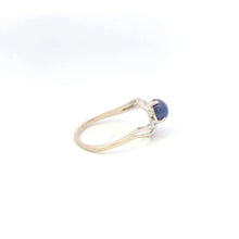 Load image into Gallery viewer, 14K Retro Round Syn. Star Sapphire Bypass Ring White Gold