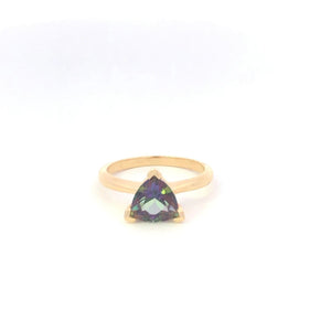 14K Trillion Mystic Topaz Solitaire Statement Ring Yellow Gold