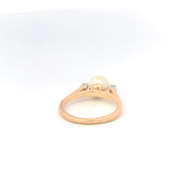 Load image into Gallery viewer, 14K Pearl Diamond Classic Vintage Engagement Ring Yellow Gold