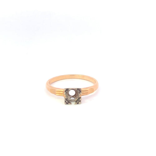 14K NOS 4.8mm Vintage Engagement Setting Ring Yellow Gold
