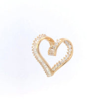 Load image into Gallery viewer, 14K 1.50 Ctw Baguette Diamond Vintage Heart Pendant Yellow Gold