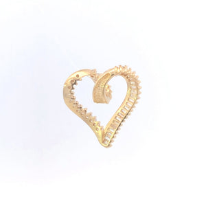 14K 1.50 Ctw Baguette Diamond Vintage Heart Pendant Yellow Gold