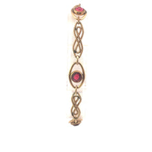 Load image into Gallery viewer, Gold Filled 1930&#39;s Syn Ruby Ornate Scroll Twist Link Bracelet 7.5&quot;