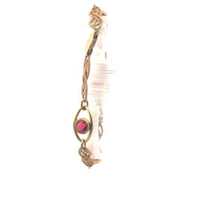 Load image into Gallery viewer, Gold Filled 1930&#39;s Syn Ruby Ornate Scroll Twist Link Bracelet 7.5&quot;