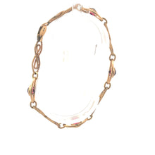 Load image into Gallery viewer, Gold Filled 1930&#39;s Syn Ruby Ornate Scroll Twist Link Bracelet 7.5&quot;