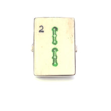 Load image into Gallery viewer, Sterling Silver Ceramic Mahjong Tile Vintage Statement Ring