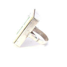 Load image into Gallery viewer, Sterling Silver Ceramic Mahjong Tile Vintage Statement Ring