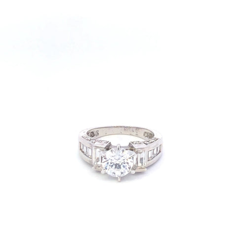 Sterling Silver Round Classic Vintage Travel Engagement Ring