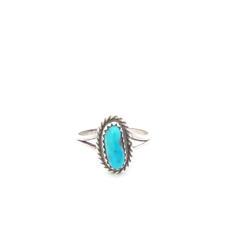 Sterling Silver Southwestern Vintage Turquoise Rope Trim Ring