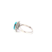 Load image into Gallery viewer, Sterling Silver Southwestern Vintage Turquoise Rope Trim Ring