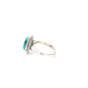 Sterling Silver Southwestern Vintage Turquoise Rope Trim Ring