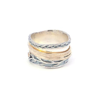 Load image into Gallery viewer, Sterling Silver Ornate Citrine Vine Two Tone Spinner Busy Ring