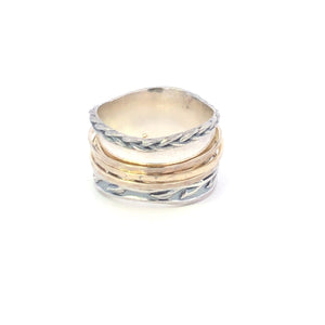 Sterling Silver Ornate Citrine Vine Two Tone Spinner Busy Ring
