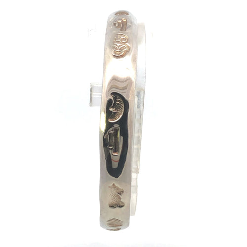 Sterling Silver Beach Ocean Motif Stamped Bangle Bracelet 8.25
