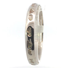Load image into Gallery viewer, Sterling Silver Beach Ocean Motif Stamped Bangle Bracelet 8.25&quot;