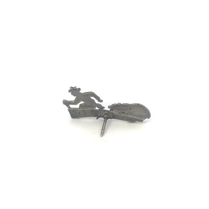 Sterling Silver Bear Chasing Fisherman Yukon Rockies Lapel Pin/Brooch