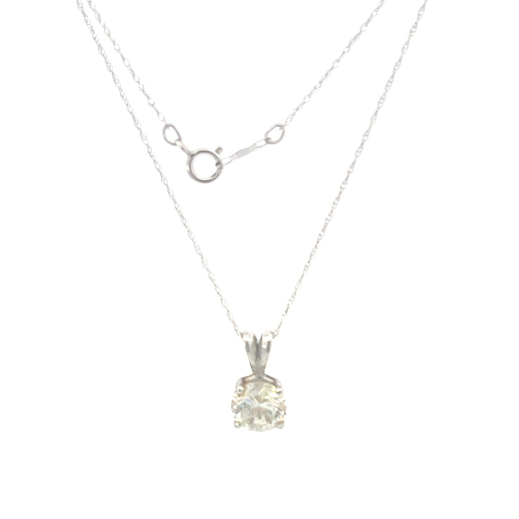 14K Round Solitaire Vintage Cable Chain CZ Necklace 18