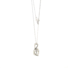 Load image into Gallery viewer, 14K Round Solitaire Vintage Cable Chain CZ Necklace 18&quot; White Gold