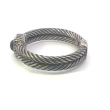 Load image into Gallery viewer, Sterling Silver 18k Gold Black Onyx Striped Vintage Bangle Bracelet 6.75&quot;