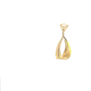 14K Retro Loop Swirl Vintage Oval Single Earring Yellow Gold