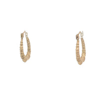 Load image into Gallery viewer, 10K 19.6mm Bamboo Vintage Fashion Hoop Earrings Yellow Gold