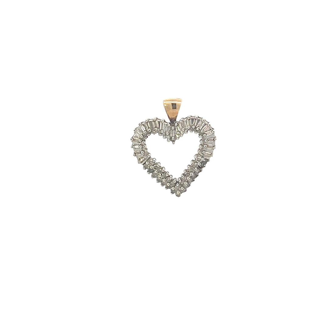 10K Diamond Encrusted Vintage Classic Heart Pendant Yellow Gold