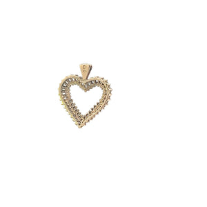 10K Diamond Encrusted Vintage Classic Heart Pendant Yellow Gold