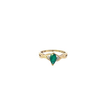 Load image into Gallery viewer, 10K Marquise Syn. Emerald Diamond Accent Ring Yellow Gold