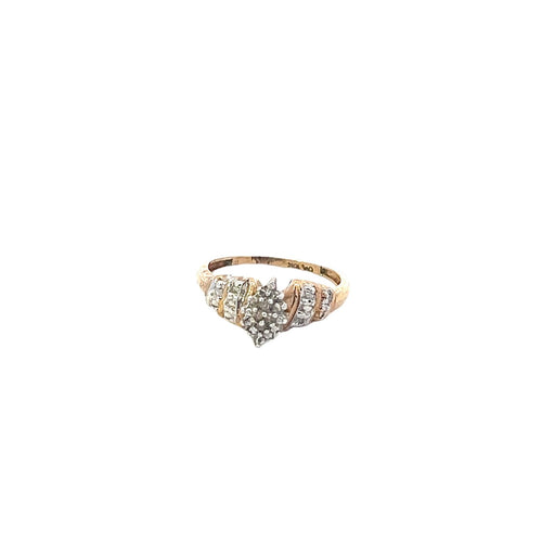 10K Vintage Diamond Cluster Statement Ring Yellow Gold