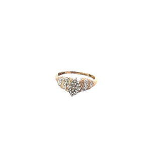 10K Vintage Diamond Cluster Statement Ring Yellow Gold