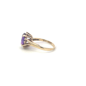 10K Oval Amethyst Vintage Classic Statement Ring Yellow Gold