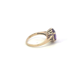 10K Oval Amethyst Vintage Classic Statement Ring Yellow Gold