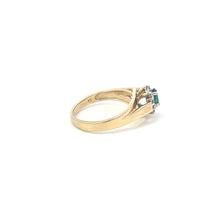 Load image into Gallery viewer, 10K Marquise Syn. Emerald Diamond Accent Ring Yellow Gold