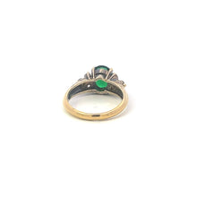 Load image into Gallery viewer, 10K Oval Sim. Emerald CZ Accent Vintage Cocktail Ring Yellow Gold