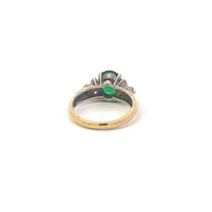 10K Oval Sim. Emerald CZ Accent Vintage Cocktail Ring Yellow Gold