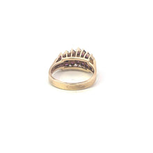 Load image into Gallery viewer, 10K Diamond Squared Rubellite Vintage Band Ring Yellow Gold