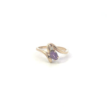 Load image into Gallery viewer, 10K Pear Amethyst Vintage Diamond Accent Bypass Ring Yellow Gold