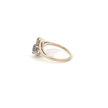 Load image into Gallery viewer, 10K Pear Amethyst Vintage Diamond Accent Bypass Ring Yellow Gold